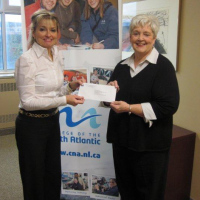 barbara-presenting-a-scholarships-and-bursary-cheque-to-corinne-dunne-college-of-the-north-atlantic